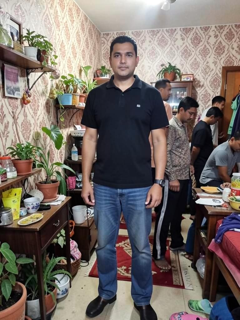 A busy room. The cutout has to guess.